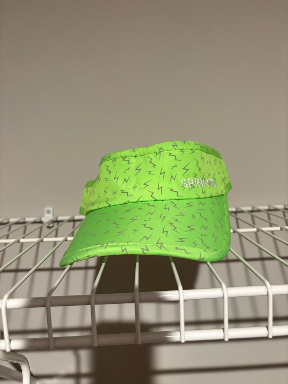Neon Green Visor with Lightning Print